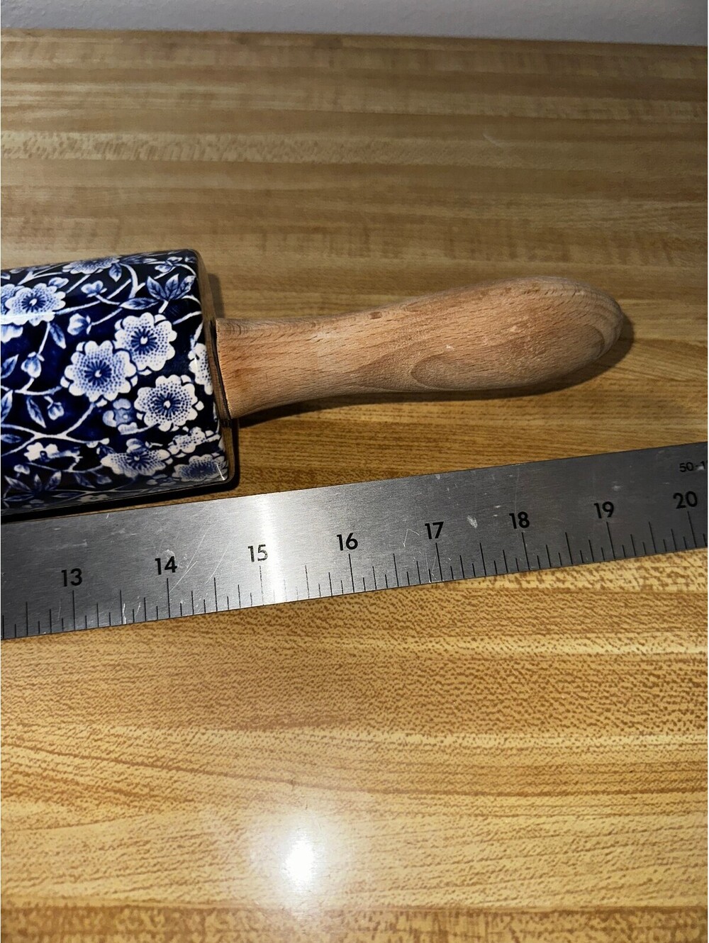 Vintage Staffordshire England Blue Burleigh Rolling Pin 20" - Picture 9 of 11